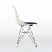 Right side view of white and blue Eames DFSR dining side chair