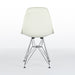 Rear view of white and blue Eames DFSR dining side chair
