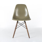 Front view of raw umber Eames DSW dining side chair