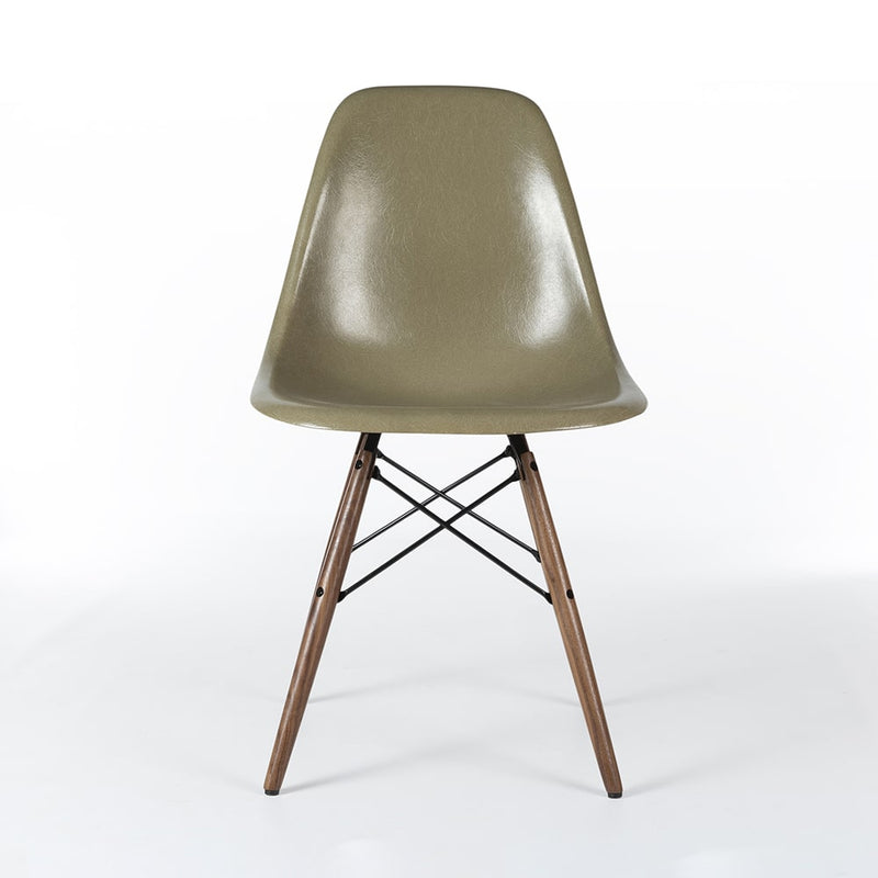 Front view of raw umber Eames DSW dining side chair
