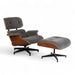 Front angled view of Grey/Santos Eames Lounge Chair and Ottoman