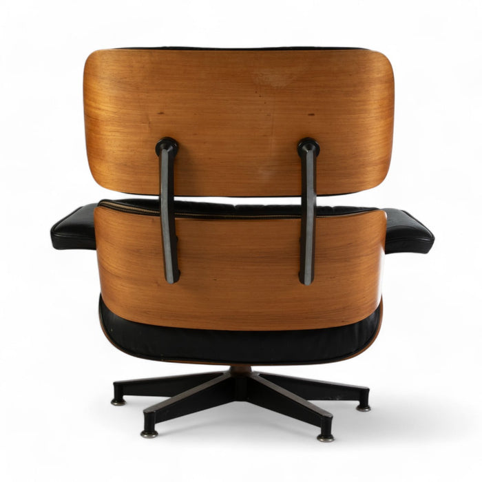 Rear view of black and rosewood Eames Lounge Chair