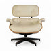 Front view of Cream and Santos Eames Lounge Chair