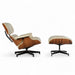 Right side view of Cream and Santos Eames Lounge Chair and Ottoman