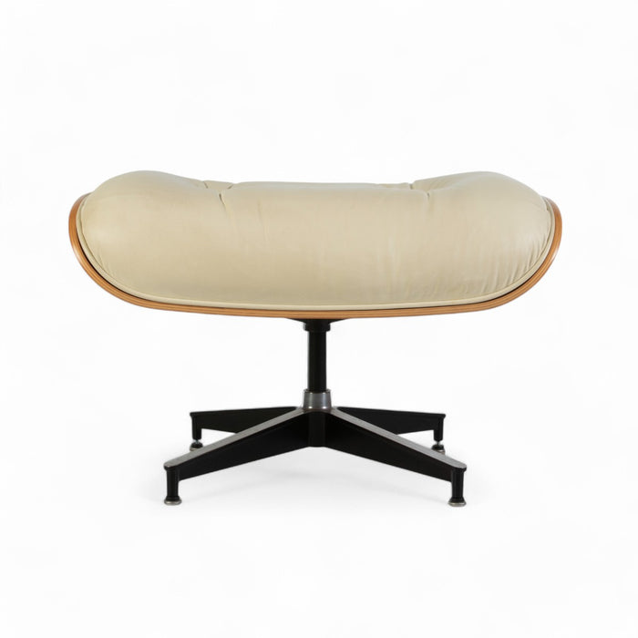 Front view of Cream and Santos Eames Lounge Chair Ottoman