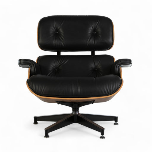 Front view of Black and Santos Eames Lounge Chair