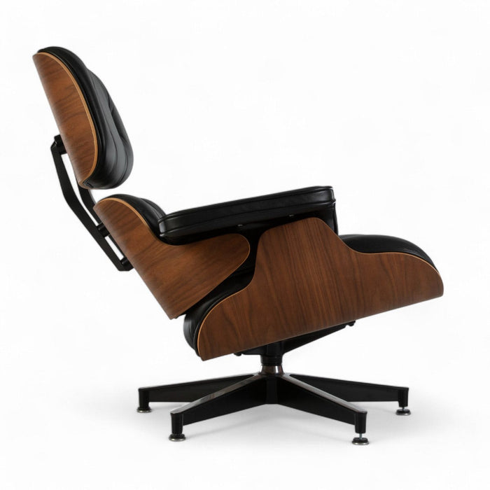 Right side view of Black and Santos Eames Lounge Chair