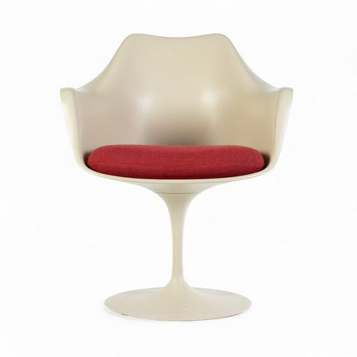 Front view of white Saarinen Tulip Arm Chair