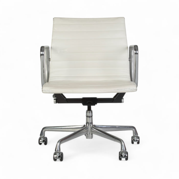 Front view of white Eames EA335 office chair