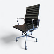 Left angled front view of black Eames EA337