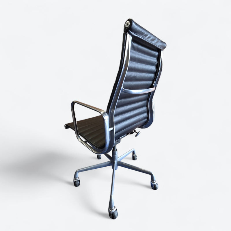 Left rear angled view of black Eames EA337