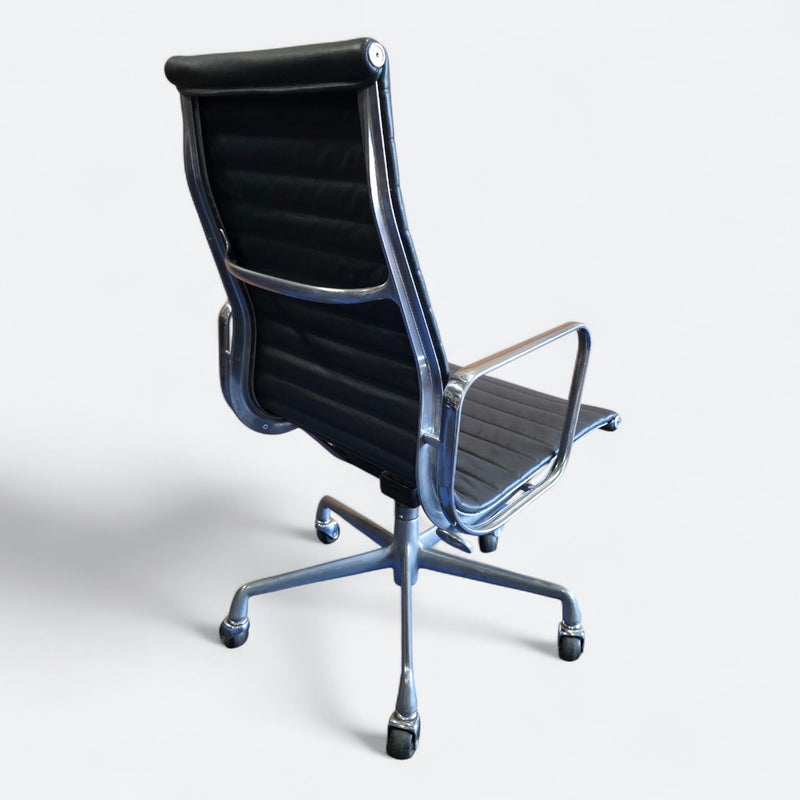 Rear angled view of navy blue Eames EA337
