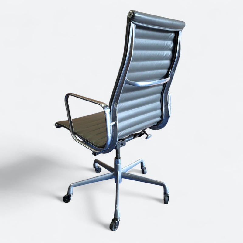 Rear angled view of Grey Eames EA337 High Back Ribbed Office Chair