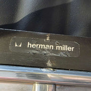 View of label on Navy Blue Eames EA335