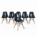 Front view of set of 6 Navy Blue Eames DSWs in a line