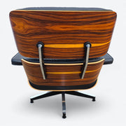 Rear view of black and santos Eames Lounge Chair