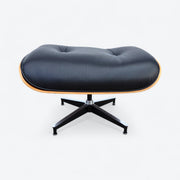 Front view of black and santos Eames Lounge Ottoman