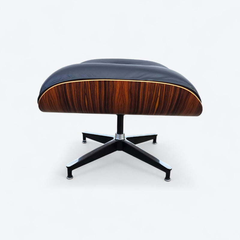Side view of black and santos Eames Lounge Chair Ottoman