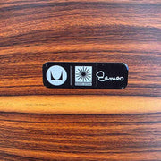 View of label on black and santos Eames Lounge Chair and Ottoman