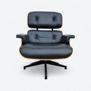Front view of black and santos Eames Lounge Chair