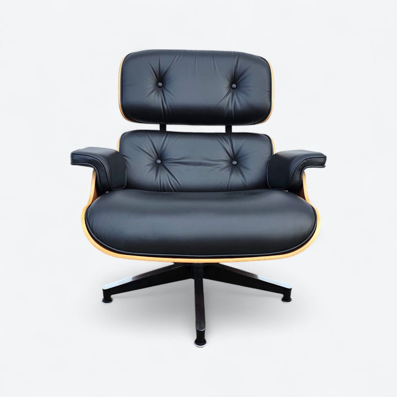 Front view of black and santos Eames Lounge Chair