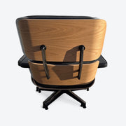 Rear view of black and oak tall Eames Lounge Chair