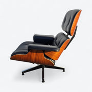 Left side view of black and santos tall Eames Lounge Chair