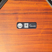 View of label on black and santos tall Eames Lounge Chair