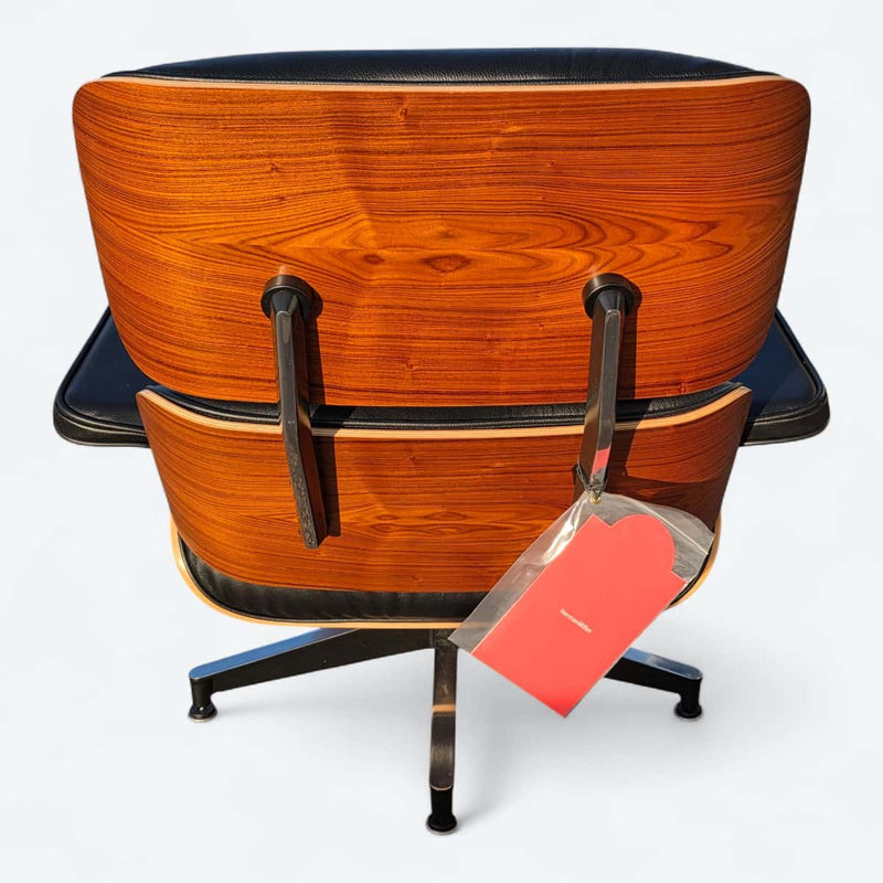 Rear view of black and santos tall Eames Lounge Chair