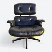 Front view of black and santos tall Eames Lounge Chair
