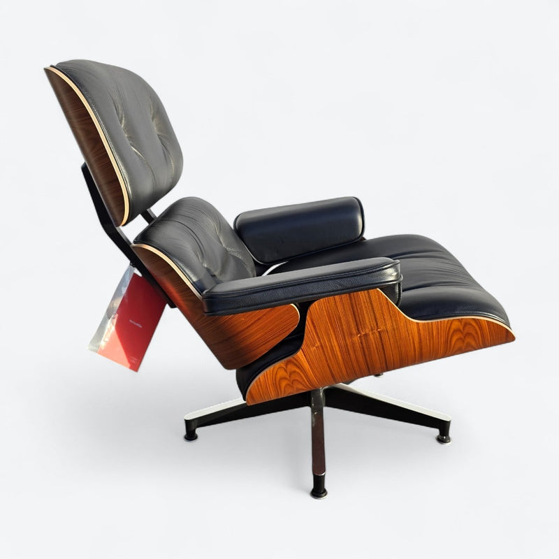 Right side view of black and santos tall Eames Lounge Chair