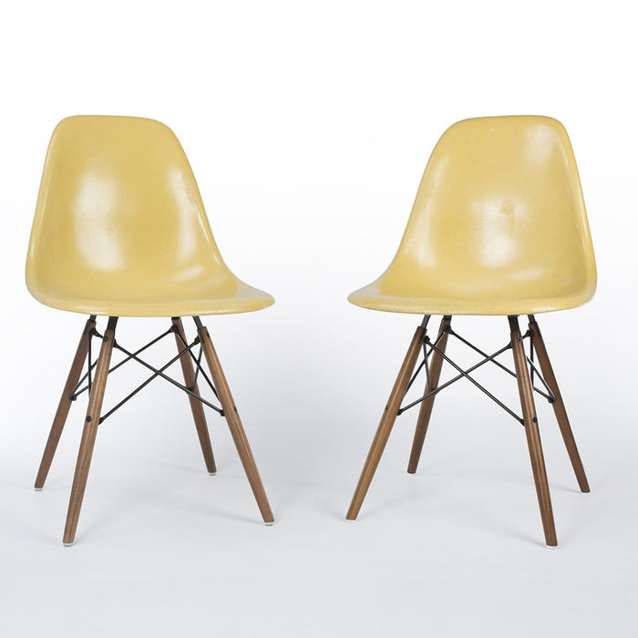 Front view of pair of ochre Eames DSWs