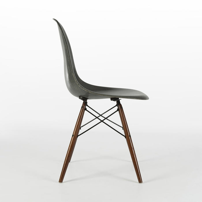 Right side view of Elephant Grey Eames DSW Dining Side Chair