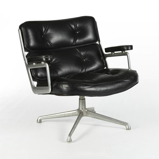 Front angled view of Black 675 Eames Lobby Chair on white background