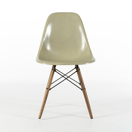 Front view Grey Yellow Eames Side Chair on White background