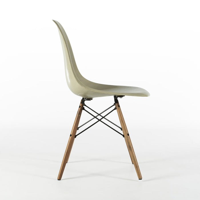 Right side view Grey Yellow Eames Side Chair on White background