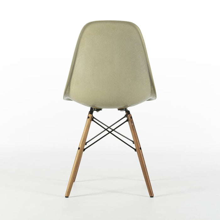 Rear view of Grey Yellow Eames Side Chair on a white background