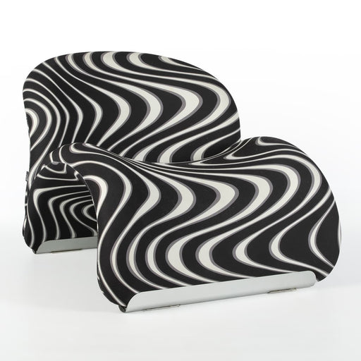 Front angled view of Black and White Paulin Le Chat Lounge Chair