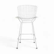 Front view of white Bertoia barstool