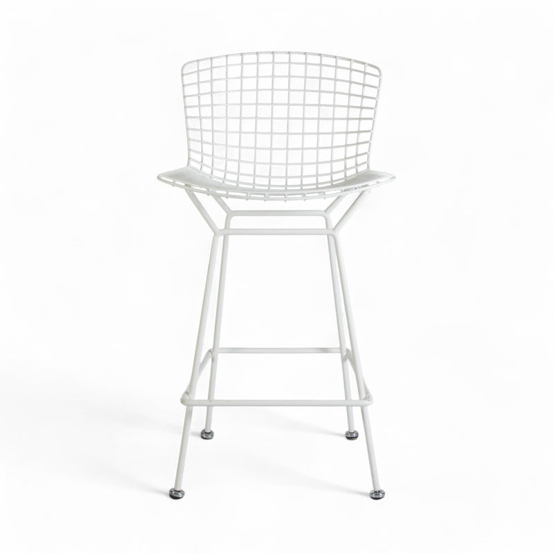 Front view of white Bertoia barstool