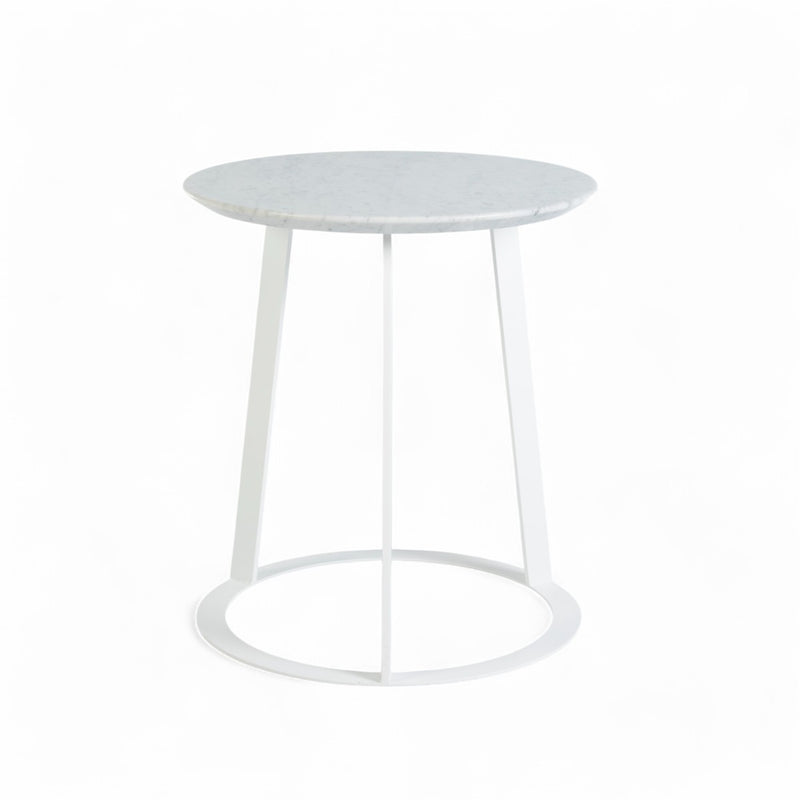 Angled front view of Carrera Albino Family Side Table