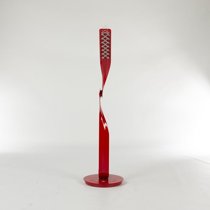 Front view fully open of red Behars leaf lamp